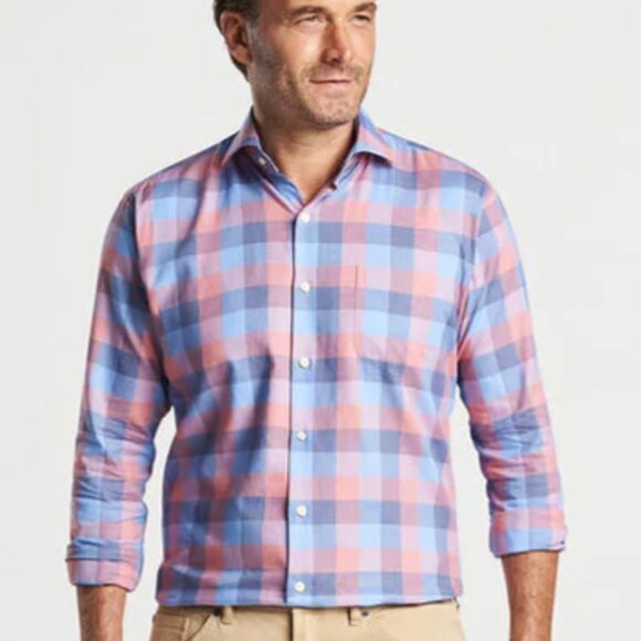 Peter Millar Boothbay Summer Soft Cotton Button Front Plaid Shirt Size XL NWT - Picture 12 of 13